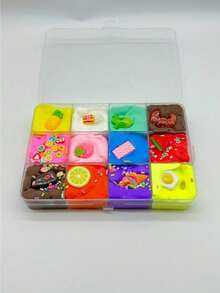 1 Box 12 Colors Mud (200ML) Slime, Clay, Noodle Dough, DIY Toy, Birthday Gift, Halloween & Christmas Gift[Random Style & Accessories], Colorblock, Party Sharing, Gift, Fragrance, Accessories, Mixable, Moldable, Stretchable, Blowable, Large Capacity. Christmas Gift, Gift For Classmates, Friends, Family, Birthday Party, Holiday Party, Piñata Filler