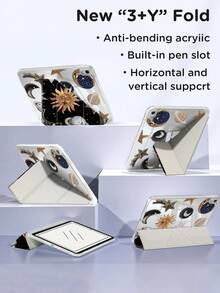 Starry Universe Pattern-Sided Painted Effect Acrylic Crystal Cover For IPad 10th Generation, IPad 10.2/Mini6/Mini7/9.7inch, Tablet Case Compatible With Samsung Galaxy Tab A9 Plus,3+Y Fold Anti-Bend, Reinforced Silicone Corners, Auto Wake/Sleep Function, Built-In Pencil Slot, Multi-Angle Foldable Stand - Perfect Daily Protection, Great Holiday Gift - Multicolor - View 2