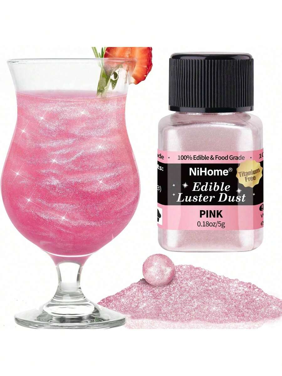 可食用闪光粉亮片珠光粉食品装饰撒粉，适用于饮料、葡萄酒、蛋糕、糖果、甜点、烘焙店、餐厅、素食 - 彩色 - 查看 1