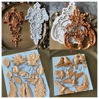 Relief Bird Leaves Silicone Mold Resin Moud DIY