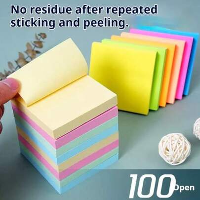 100 张可重复使用的彩色便签，无胶残留，是生日、圣诞节、万圣节、复活节的完美礼物，