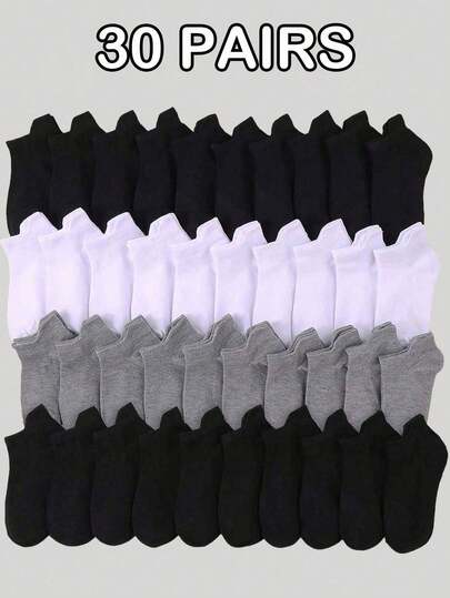 1/9/15/30 Pairs Black White Grey Ankle Socks, Running Sports Trainer Socks For Toddler Infant Boys Girls, Back To School Supplies Baby Essentials, Kids Soft Warm Autumn Winter Socks, Christmas Halloween Thanksgiving Gifts