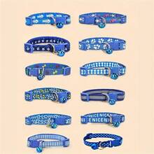 [Pet Collars] 5pcs Random Pet Collars With Bells | Adjustable Cartoon Patterns For Small Cats And Dogs | PP Material, Without Battery