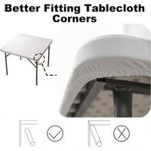 Square Spandex 34X34 Inches Fitted Tablecloth, Elastic Folding Picnic Card Table Cloth, Stretchy Patio Table Cover, Wipeable Tablecloths For Camping Outdoor Party Banquet White