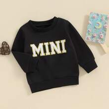 Mommy And Me Matching Outfits Christmas/Halloween Sweatshirts Family Matching Xmas Clothes Long Sleeve Crewneck Mama/Mini Letter Print Sweatshirts Pullover Tops Winter Fall Clothes - 黑色 - 查看 9