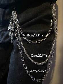 Cadena corporal de hombre con cruz gótica, accesorio de moda hip hop para cadena de bolsillo de pantalones