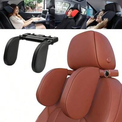 Kopfstütze für Auto, Nackenschutz Kissen, Auto Sitzkissen, 180 Grad verstellbar nach oben und unten, PU-Leder hochelastischer Memoryschaum Kopf- und Nackenstützkissen mit Handyhalterungshaken, Auto Nackenkissen geeignet für Langstreckenreisen, bequemer Schlaf, Kopfstütze für Auto, Autoausstattungsprodukte