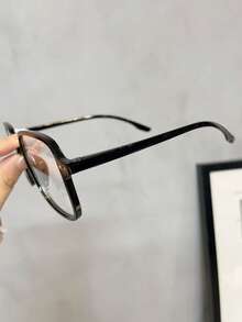 1 件女士简约方形塑料镜框无度数眼镜透明眼镜配件女士眼镜配件 - 黑色 - 查看 4