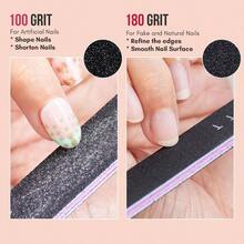 Nail File 180 Grit Emery Boards Nails 10pcs Black Nail Files Professional Washable Doubled Sides Nail File Kit Natural Acrylic Nails Coarse Salon Use