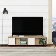 Mainstays Adjustable Side By Side Or Stacking TV Stand For TVs Up To 70 Inches, Natural