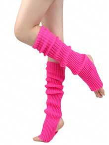 Long Leg Warmers, Women's 80s Party Ribbed Knit Dance & Sports Style, Comfortable & Warm - Multicolor - View 10