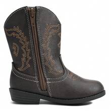 Kids Western Boots - Easy Slip-On Comfort, Faux Leather Upper, Durable Sole For School & Playdates, ClassicPicks Cowboy Style Boots - Brown - View 2