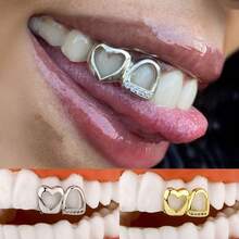 1pc Double Hip Hop Mouth Grillz Teeth Halloween Party Tooth Gap Jewelry For Stage Perfomance Accessory