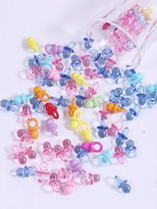 100pcs/150pcs Mini Acrylic Pacifiers Suitable For Baby Shower Games, Cute Pacifiers Baby Shower Party Decoration, DIY Gender Revealing Party Table Scattering, Baby Shower Gifts, Multi-Color - Multicolor - View 1