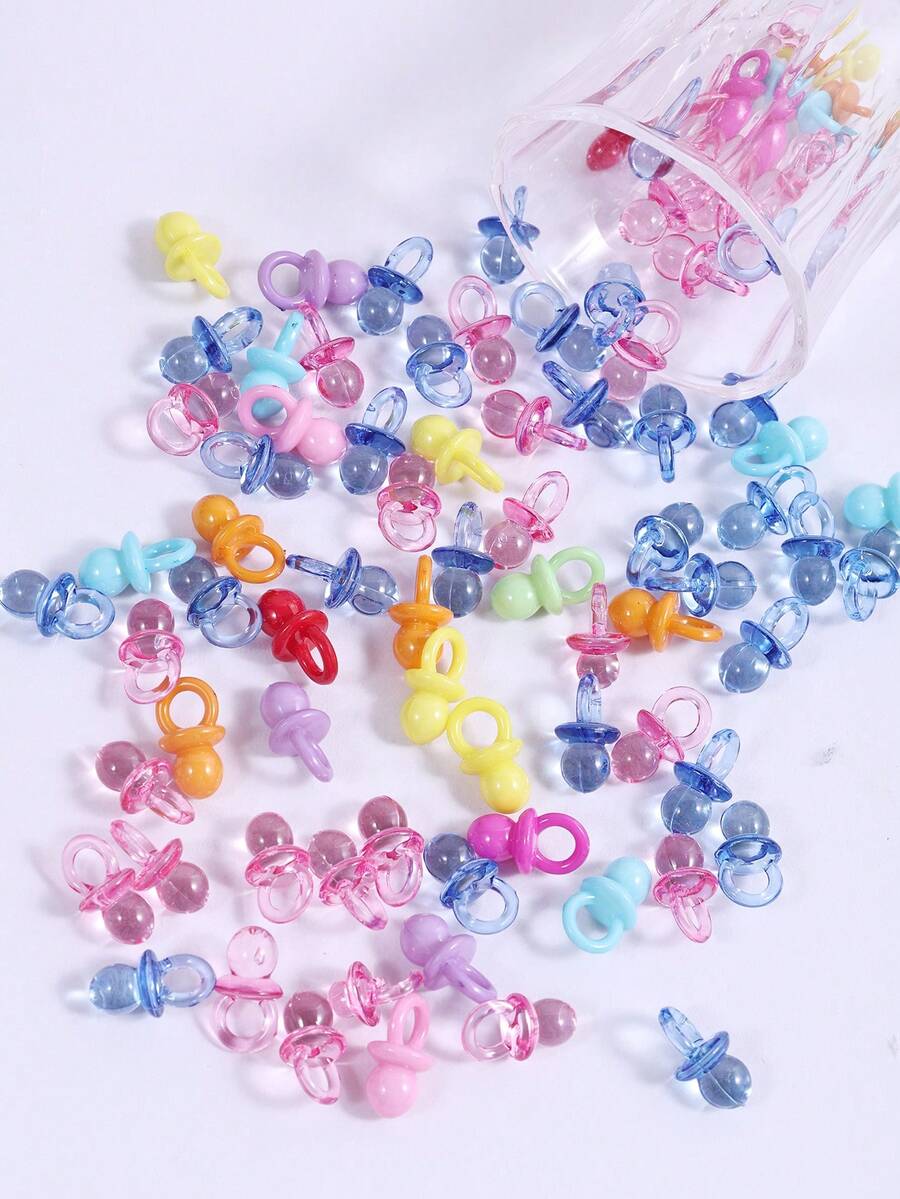 100pcs/150pcs Mini Acrylic Pacifiers Suitable For Baby Shower Games, Cute Pacifiers Baby Shower Party Decoration, DIY Gender Revealing Party Table Scattering, Baby Shower Gifts, Multi-Color - Multicolor - View 1