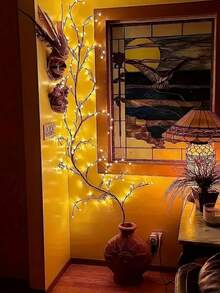 8 Beleuchtungsmodi: Dekorative Weidenleuchte für Zuhause, USB-dekorative Zweigbeleuchtung, 48/96 LEDs, Weihnachtsparty Nachtlicht, Schlafzimmer Kamin, Wohnzimmer Balkon Wanddekoration, Frohes Eid Al-Fitr, IPX4 wasserdicht für den Außenbereich