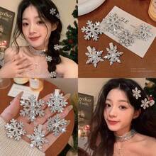 2/6/10pcs Silver Snowflake Hair Clips For Women - Rhinestone & Faux Pearl Non-Slip Claw Clips, Sparkly Winter Hair Accessories For Christmas & New Year Parties, Secure Hold For Thick Long Hair, Elegant Daily Wear Hair Barrettes & Bangs Clips - Silver - View 8