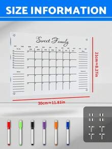 1 pièce Tableau blanc magnétique de planificateur hebdomadaire/mensuel, tableau de message magnétique en acrylique pour la décoration du réfrigérateur