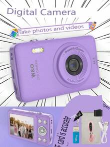 2025 New 1080P FHD Digital Camera With 32GB Card, Compact Small Cheap Cameras, Rechargeable Photography Camera, 48MP Auto Focus Camera, Puzzle Game,Very Suitable For Entry-Level Novice Photography And Video Recording Enthusiasts. Budget-Friendly Holiday Gift (Thanksgiving, Christmas, Halloween) - Màu tím - Xem 1