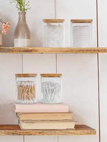 Qtip Stand Bathroom Container 4-Piece Set, Vanity Makeup Storage, Round Pad/Floss Dispenser For Organization And Storage