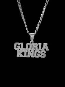 1pc Customized 316L Stainless Steel Name Necklace, Bohemian Style Personalized Letter Pendant, Thick Curb Chain, Suitable For Men And Women, Perfect Gift For Wedding, Thanksgiving, Christmas - Style 2 - View 5