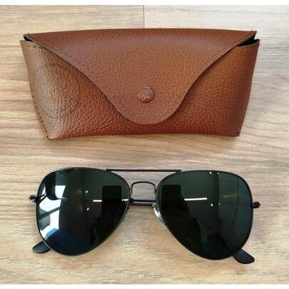 Óculos de Sol Aviador Preto G15 Metal Lentes Cristal