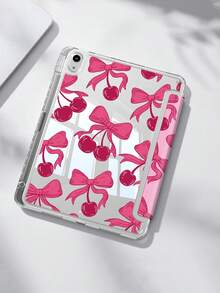 Rose Bow Cherry Dual-Sided Acrylic Crystal Protective Case, Compatible With IPad 10th Gen, IPad 10.2/IPad Mini 6/IPad Mini 7/9.7", Galaxy Tab A8 8.7", 3+Y Foldable Anti-Bend Design, Compatible With Kindle Paperwhite 12th Gen (2024), Silicone Reinforced Corners, Auto Wake/Sleep Function, Great Gift For Holidays