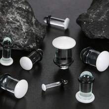 12Pcs Glass Stretching Kit With Rubber O-Rings For Body Piercing - White - View 2