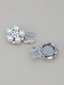 1/2/4 pièces Ensemble de boutons strass de 21 mm pour femmes, Ensemble de boutons perle, Clips de boutons amovibles, Boutons fleurs en cristal pour vêtements, Boutons avec pinces, Convient pour les robes, les tenues de soirée, les accessoires de chemise - Multicolore - Voir 7