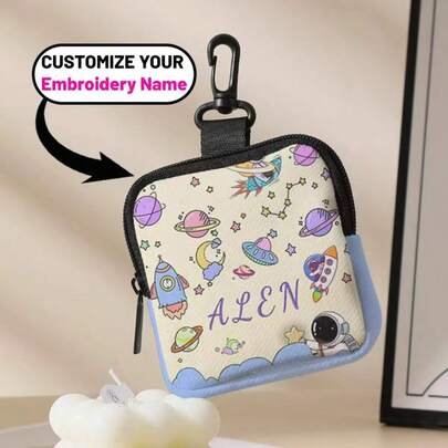 1 Bolso personalizado para auriculares y billetera, diseño único (foto, paisaje, ilustración, nombre) Billetera con cremallera, bolsillo, billetera, bolsa de almacenamiento variado, moda moderna de viaje, regalo de cumpleaños, aniversario, Día de San Valentín, bolsas de regalo para mujeres, regalos para maestros Regreso a la escuela