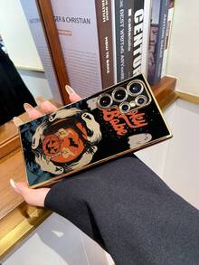 1 pieza Funda de teléfono con patrón de calabaza negra electrochapada 6D de TPU a prueba de golpes compatible con Interesting Phone Case/Galaxy Phone Case/Redmi Phone Case/OPPO Case/Galaxy A05 Case/Galaxy A54 5G Case/Galaxy A52/A52s 5G Case/Galaxy S21 FE 5G Case/Galaxy S23 Ultra Case/Galaxy S24 Ultra 5G Case/ Poco X5 Pro Case