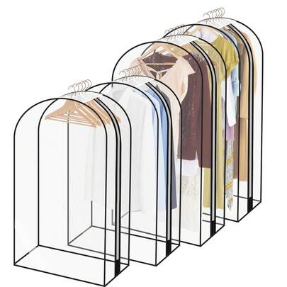 4 Pack Garment Bags With Zip, For Wardrobe, Suit Bags