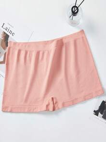 6pcs Plus Size Seamless Solid Color Women's Briefs, High Elasticity Comfortable Breathable Soft Invisible Mid-Waist Shorts