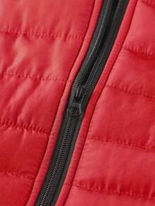 1件男士秋冬多功能立领摩托车长袖加厚棉服，加厚保暖轻便棉质外套 - 紅色 - 查看 3