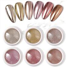 Aimall Chrome Nail Powder Set: 6 Colors Metallic Gold Chrome Nail Powder Mirror Effect Holographic Chameleon Pigment Chrome Powder For Gel Nails Manicure Nail Glitter Dust For Nail Art Decorations - 06 - View 6