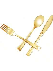 150/75/50/25/10pcs Gold Cutlery Set, High-End Shiny, Suitable For Birthday Parties, Holiday Banquets And Other Occasions, Enhancing Party Atmosphere