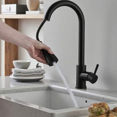 Stainless Steel Kitchen Faucet, 360° Swivel Spout - Hot And Cold Water, Ceramic Valve, No Electricity Required, Includes Mounting Hardware, Modern Design For Vegetable Washing And Bathroom Use, Bathroom Sink Faucet, Multi-Function Water Flow