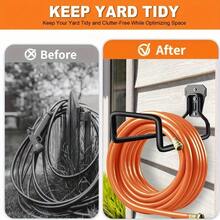 Heavy-Duty Metal Garden Hose Holder - Wall-Mounted Coil Organizer For Garden Hoses, Cables & Tools, Space-Saving Design For Outdoor, Lawn, Garage & Yard, Easy Installation, Durable Black Finish, Garden Organizers And Storage, Robust Construction - 1pc - 查看 5