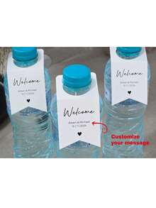 48pcs Wedding Reception Water Bottle Labels (Small Size), Customizable With Name And Event Date, Individual Size: 1.8x3.8 Inches, Elegant And Romantic - 48pcs White - View 6