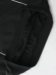 Herren Lässig College Stil Kontrast Saum Pullover Sweatshirt, Herbst