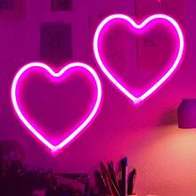 1pc Heart Shaped Neon Sign Light, Neon Heart Wall Decor, Home Decor, Holiday Decor, Battery Or USB Powered LED Neon Heart Light, Suitable For Birthday Party, Celebration, Proposal, Anniversary, Valentine's Day, Mother's Day, Halloween, Christmas And Other Holidays Decoration And Gift - White - View 6