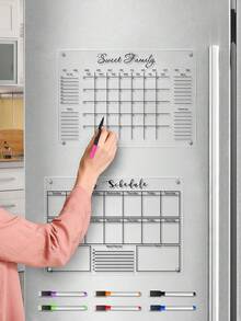 1 pièce Tableau blanc magnétique de planificateur hebdomadaire/mensuel, tableau de message magnétique en acrylique pour la décoration du réfrigérateur
