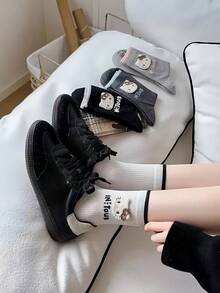 Sanrio 3/4 Pairs Cute Hello Kitty Socks, Girls Home Warm Socks, Mid-Calf Socks Suitable For Autumn/Winter - Multicolor - View 5