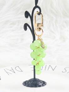 Resin Transparent Beaded Grape Pendant New Creative Student Schoolbag Decoration Keychain Gift, Decorative Accessories Fruit Decoration Bag Chain Pendant Bag Extender Replacement Extension Chain With Chain Pendant Amethyst Grape Protective Cover Pendant New Ins Creative Student Schoolbag Decoration Keychain Gift,