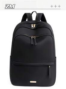 Metal Detail Waterproof Functional Backpack, School Backpack