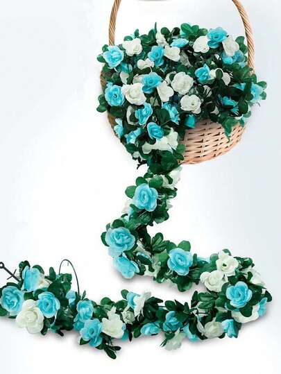 1/3PCS 人造花玫瑰藤蔓婚礼场地装饰家居卧室客厅浴室壁挂装饰材料户外花园学校生日派对用品情人节装饰新年