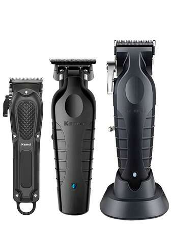 Kemei 1 pieza Recortadora de cabello con cero espacio, máquina de corte profesional recargable eléctrica para hombres, máquina de recorte de cabello, afeitadora eléctrica para barba