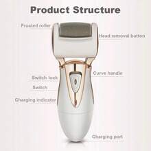 充电式电动足部磨皮器去老茧修脚器去角质机脚跟角质去除器足部护理工具 600mAh - 金色 - 查看 6