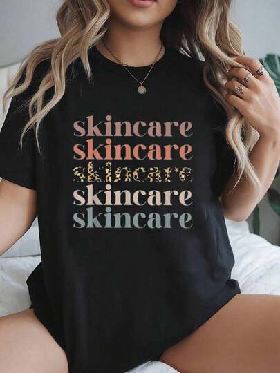 Camiseta de manga corta con cuello redondo para mujer, diseño retro de esteticista y cuidado de la piel, camisetas gráficas de moda para mujer