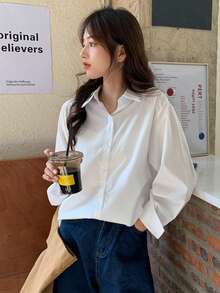 Autumn New Fashion Minimalist Design Versatile Elegant Niche Long Sleeve Shirt - White - View 5